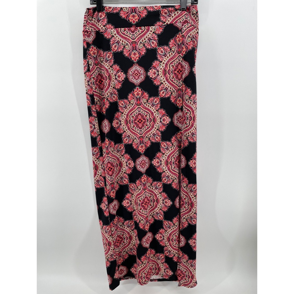 Charlotte Russe Maxi Skirt Women Large Black Red Western Boho Festival Hippie